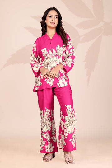 Women’s Rani Floral Co-ord Set | Stylish Printed Top & Wide-Leg Pants | Casual & Party Wear Outfit