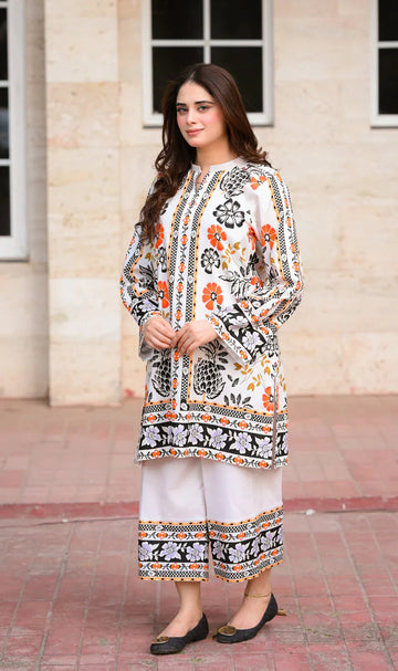 Luxury Floral Printed Pakistani Lawn Suit for Women – 2 Piece Designer Set | Muslin Fabric