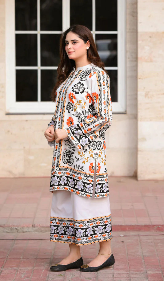Luxury Floral Printed Pakistani Lawn Suit for Women – 2 Piece Designer Set | Muslin Fabric